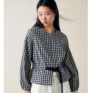 Zara Womens Gingham Black And White  Zip Up Jacket Size XS